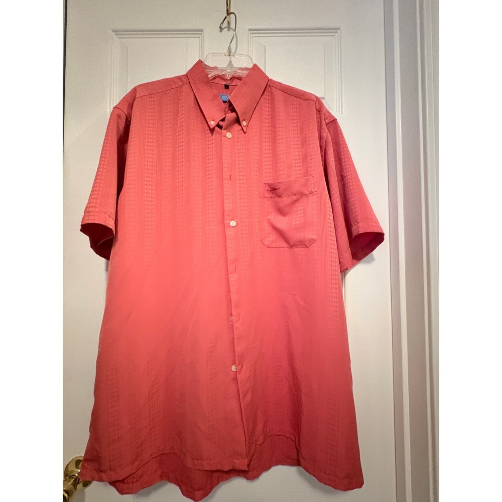 D'Urban Men's XL Coral Short Sleeve Button Down Casual Shirt Lizard Logo